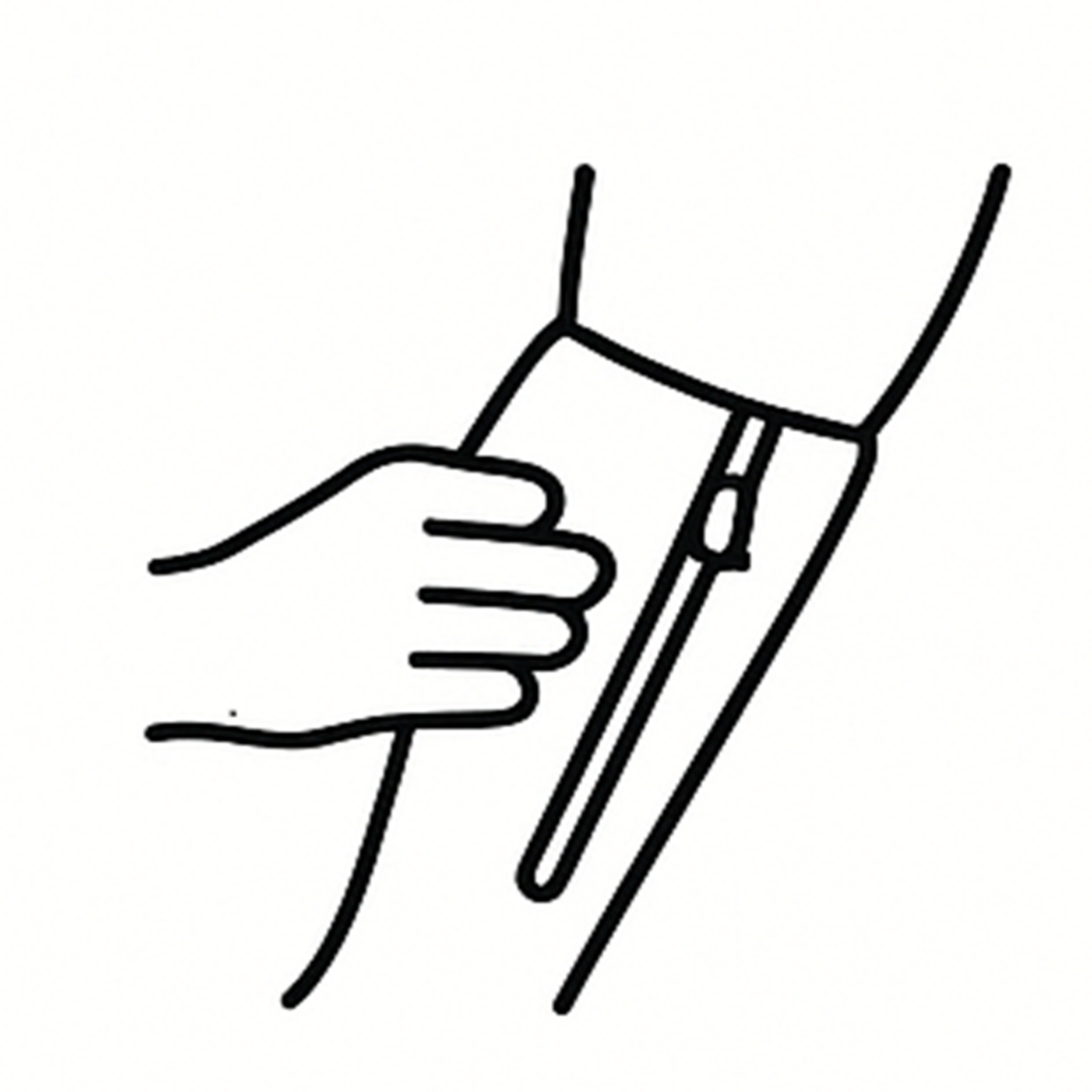 Illustration of a hand holding a wristwatch with a strap being adjusted.